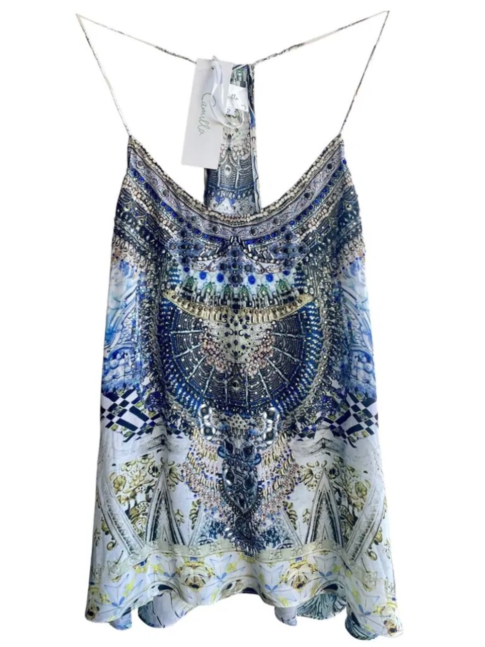 New w/tags Camilla Franks Sea Odyssey Shoestring Strap Silk Top Size 2 AU (US M)